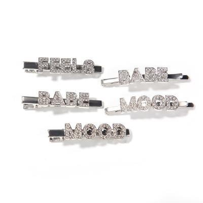 China Wholesale Good Jewelry Ladies Hot Selling Durable Diamond Hair Accessory Clip Letter Exquisite Style Exquisite Style for sale