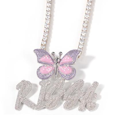 China Hot Selling Durable Hot Selling Butterfly Pendant Necklace Fashion Letter Silver Plated Necklace For Women for sale