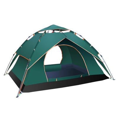 China Diagonal Tying Type Custom Color Sunscreen Wind Proof Double Door Custom Tent 3-4 Person Family Camping 3-4 Person Tent With Skylight Cover for sale