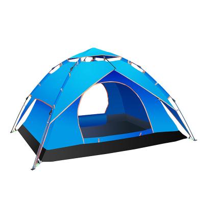 China Diagonal Bracing Type Fully Automatic Cheap 3-4 People Pop Up Double Layer Outdoor Waterproof Luxury Camping Tent for sale