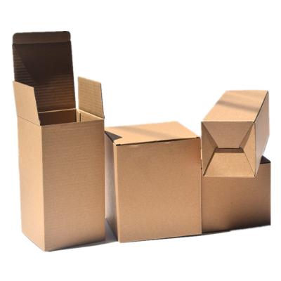 China Low price disposable square kraft paper corrugated plain rectangular plain brown packaging box in stock ready to ship without logo printing for sale