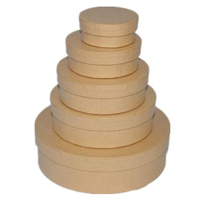 China Brown Kraft Paper Biodegradable Round Gift Packaging Box Bakery Cookie Flower Rose 3 5 6 Cylinder Round Box Packing Eco Friendly 2 3 5 Set for sale