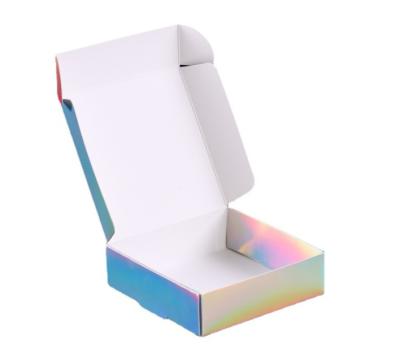 China Recycled Flat Foldable Iridescent Gold Hologram Advertisement Skin Care Materials Cheap Holographic Cosmetic Paper Pulp Gift Packaging Box for sale