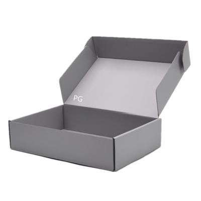 China Eco-Friendly Recycled Light Gray Corrugated Paper Delivery E Groove Materials Dark Gray Mailing Box Corrugated Paper Mailing Box For Clothes Garment Shirt for sale