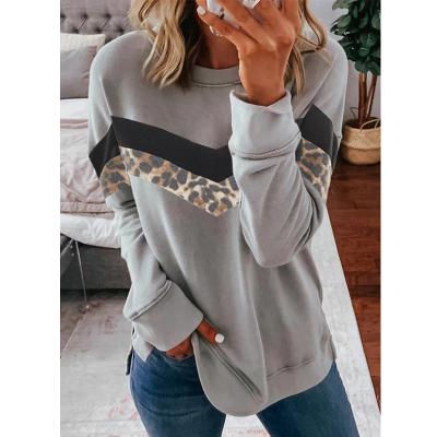 China Anti Shrink Fashion Casual Women's T-Shirt Leopard Striped Top Long Sleeve Around Neck Blouse T-shirt for sale