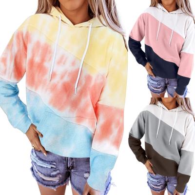 China Autumn Winter Clothes Women Loose Tie Anti-Shrink Dye Pullover Hoodies With Pocket for sale