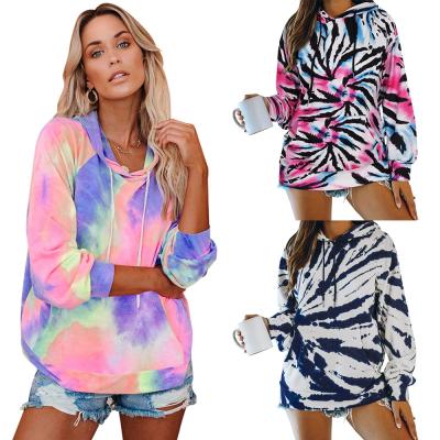 China Fashion Anti-Shrink Women's Casual Long Sleeve Tie Dye Print Autumn Personalized Warm Hoodies for sale