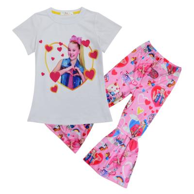 China Jojo Siwa Casual Outfits Set Newcomer Kid Girl Sleeve T-Shirt Shorts and Bell-Bottom Panties for sale