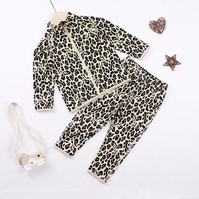 China Baby Set Antibacterial T-shirt And Pants Outfits Two-Piece Zipper Leopard Print Baby Suit for sale