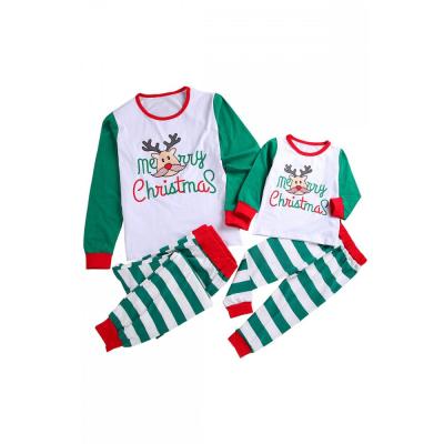 China Breathable Family Christmas Matching Pajamas Set Striped Reindeer Sleepwear Suit for sale