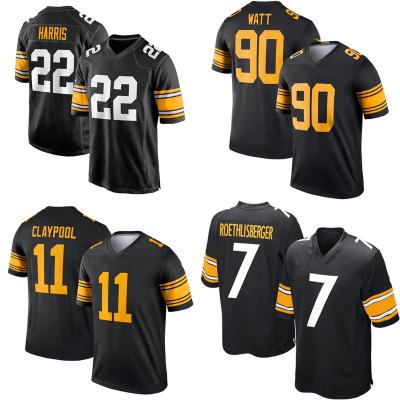 China Shirts & Wholesale Steeler Black Game #22 #90 Watt #11 Claypool Pittsburgh Town Team Club Stitched American Jersey for sale