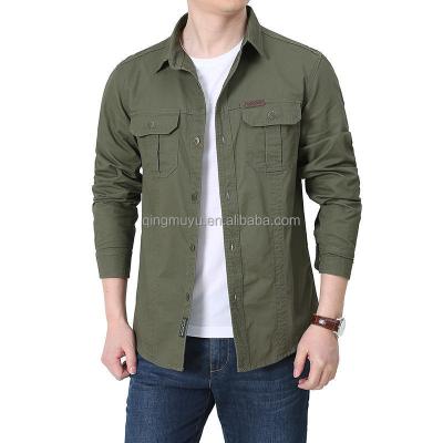 China Viable Mens Cotton Shirt Tactical Army Uniform Shirt Men Long Full Sleeve To Increase Hunting Climbing Military Casual Shirt for sale