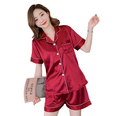 China Hot Sale Breathable Top And Shorts Pajama Sets Custom Made Satin Silk Pajamas 2 Piece Set Sleep Wear Dresses Nightgown Long Robes for sale