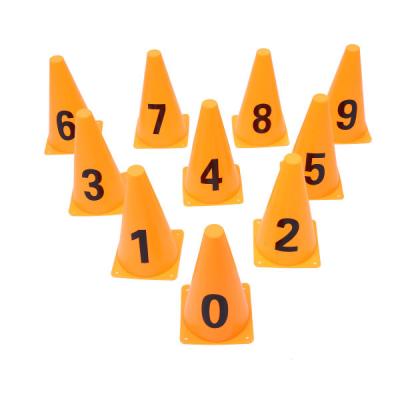 China 23cm Orange Training Cones , Digital Sign Barrel Small Football Cones for sale