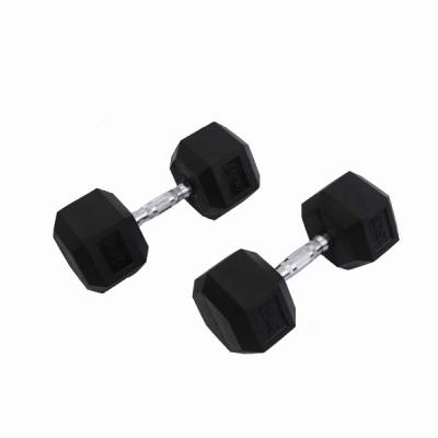 China 10kg Rubber Coated Hex Dumbbells for sale