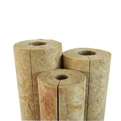 China Industrial Supply Grade A Flame Retardant High Density Hydrophobic Thermal Insulation Material Rock Wool Tube Shell With Aluminum Foil for sale