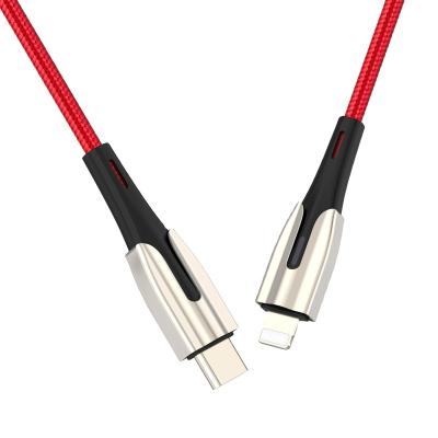 China Mobile Phone Usb Zinc Alloy Type C To Lightning Cable PD 18w Fast Charger Data Cable With PD LED Light For Iphone 12 Usb Charger Data Cable for sale