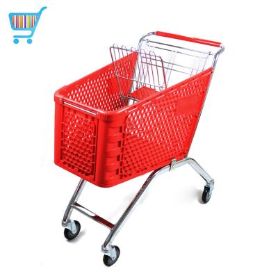 China European Plastic European Supermarket Euro Style Trolley Shopping Trolley 210l Shopping Trolleys With Wheels for sale