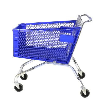 China New Design Plastic Supermarket Shopping Trolley Trolley Unfolding Rolling Manufacturer for sale