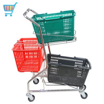 China Unveiling Supermarket Shopping Mall Trolley Super Price Grocery Baskets Shopping Trolley Cart For Sale for sale