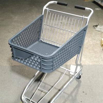 China Unfolding Shopping Trolley Hypermarket Market Wire Supermarket 4 Wheel Aluminum Personal Shopping Trolley for sale