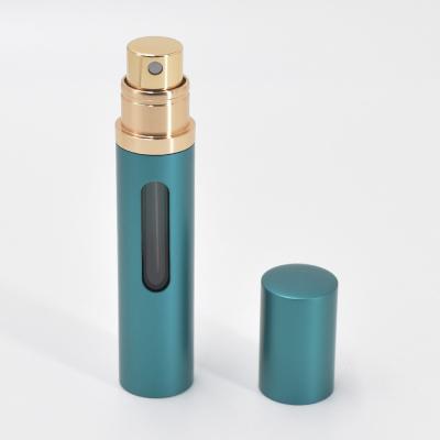 China Travel Cosmetic Customized Perfume Spray Small Leak Proof Perfume Atomizers Aluminum Refillable Bottles With Window 5mL 8mL for sale