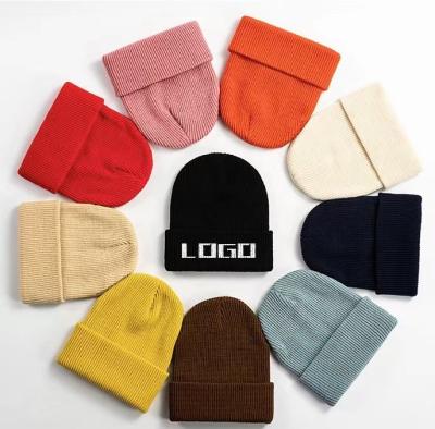 China COMMON Winter High Quality Plain Dyed Beanie Hat 100% Custom Acrylic Winter Warm Knitted Hats For Women Men Beanie for sale