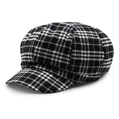 China Common Beret Hat Pumpkin Painter Plaid Octagonal Beret Popular Brimless Hat For Women for sale