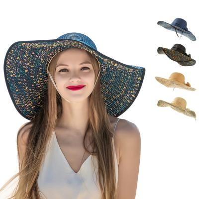 China New COMMON summer beach sun protection hat ladies spot dome wide brim straw hat wholesale for sale