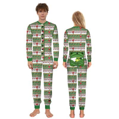 China Thermal In Christmas Print Cotton Overalls Nightgowns Christmas Open Butt Pajamas One Piece Pijamas Home Running Clothes for sale