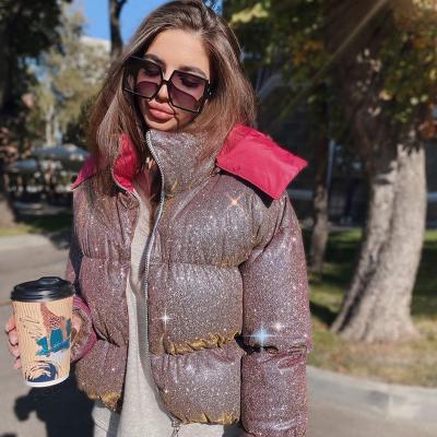 China Breathable Ladies Warm Bling Windproof Bubble Stripper Jacket Women Winter Coats Parka Girls Down Coats for sale