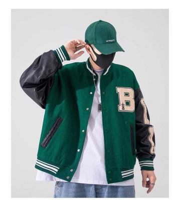 China Breathable LOW MOQ Mens Letter Embroidery Logo Patches Varsity Letterman Jackets With Leather Sleeves for sale