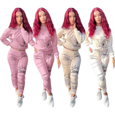 China 2021 QUICK DRY long sleeve printing letters sweatsuit jogger sweatsuit for sale