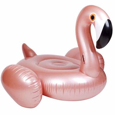 China Custom Promotional High Quality Trendy Logo Summer Pool Big Rose Gold Flamingo Floats for sale