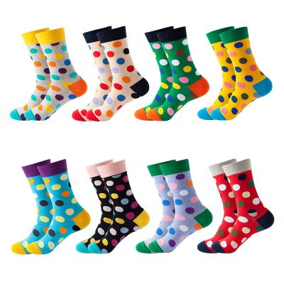 China 2021 hot sale unisex socks QUICK DRY dot art print colorful jacquard crew socks fashion happy funny crazy socks for sale