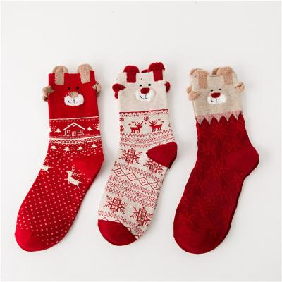 China Wholesale QUICK DRY custom thick warm animal cartoon middle tube knitted Christmas box socks for sale