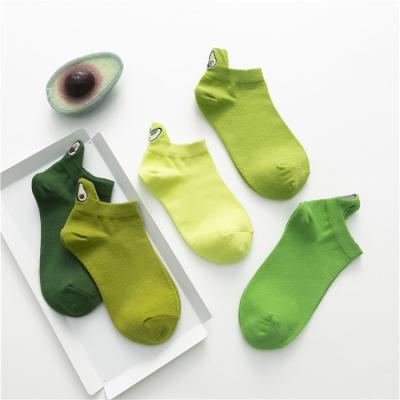 China Factory Wholesale Supplier QUICK DRY IN Street Style Cute Avocado Slouch Women Socks With Embroidery for sale