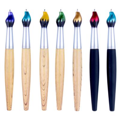 China office & Eco-Friendly School Pen Novelty Painting Brush Shaped Wooden Ballpoint Pen For Kid Gift for sale