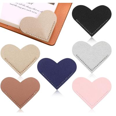 China Education Page Handmade Corner Cute PU Leather Heart Bookmark For Reader for sale