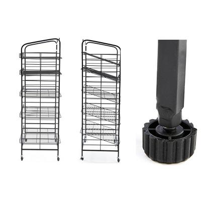 China Suitable for outside bread display rack carts 4 layers with wheels for galley corner shelf for sale