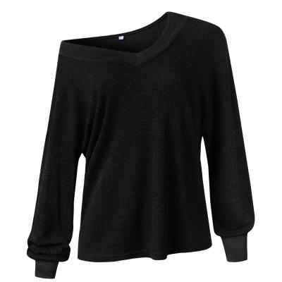 China Wholesale QUICK DRY Slanted Shoulder Designs Women Knit Tops Autumn Streetwear Female Clothing Blouse Plus Size Sweater for sale