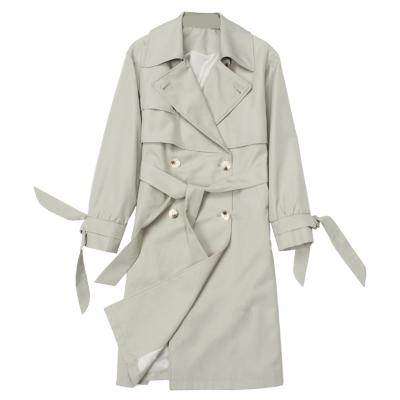 China Anti-wrinkle ladies leisure khaki trench coat over the knee long street original design ladies jacket for sale