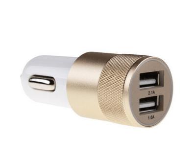 China Forme a porto USB do alumínio 2 de 12v 24v 2.1A 1.0A o carregador universal do carro para o telefone normal 3 do Usb do leste à venda