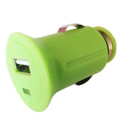 China Light Green Mini USB Car Chargers Portable 1.2A Micro With Single USB for sale