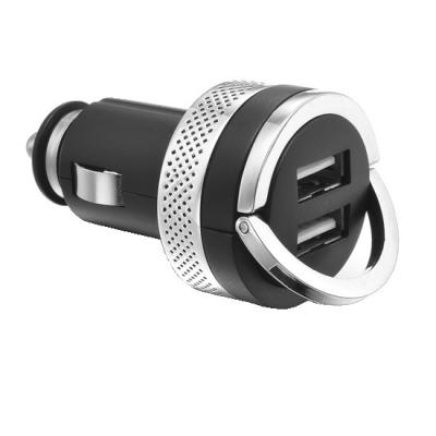 China 3100 Ma Double USB Socket  Black Mini Usb Car Chargers With Chromed Pull Ring For Ipad And Iphone - CA5531 for sale