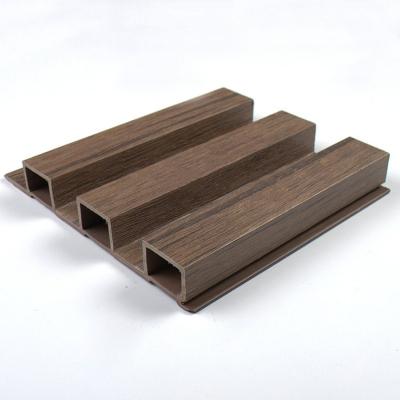 China Contemporary Wood Grain PVC Fluted Wood Plastic Fluted Wall Panels For Hotel Decoration for sale