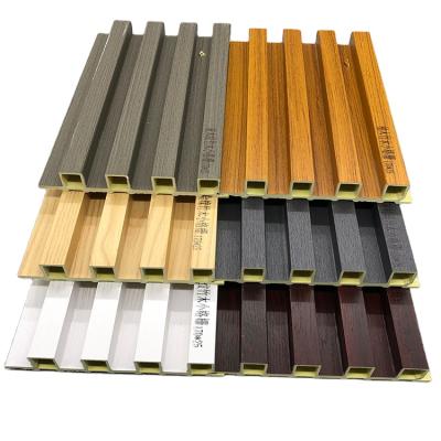 China Eco-friendly 150*26 mm Grooved Grill Bottom With Three Grill PVC Wood Grain Wall Interior Wall Panels for sale