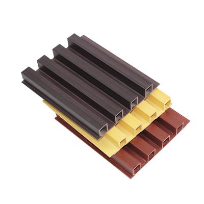 China Environmental Friendly 145*25mm Wood Grain Fluted Wood Plastic Fluted Wall Panels For Home Decoration for sale