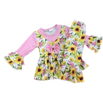 China Casual Wholesale Long Sleeve Set Clothing Kids Boutique Clothing Set For Girl Summer for sale