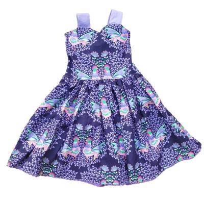 China Anti-wrinkle Baby Wholesale Country Fair Backless Birthday Party Purple Chicken Dress For Girls for sale